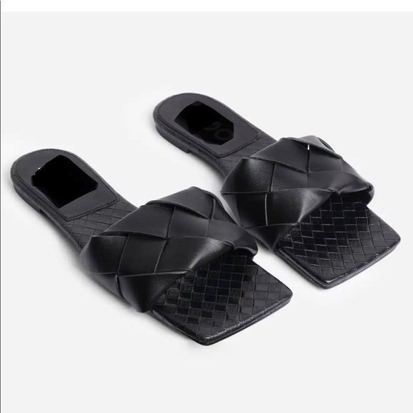 Black quilted square toe flats size 9 10 11 left - Picture 5 of 8